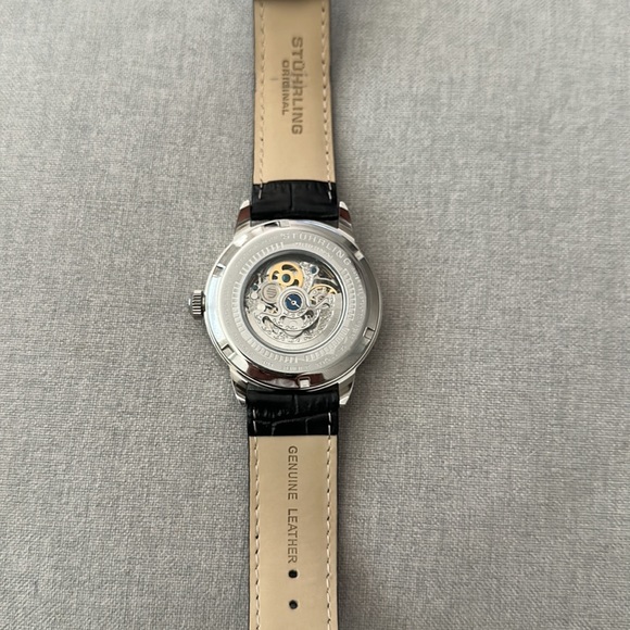 Stuhrling Watch. Black leather band with automatic face. - Picture 3 of 4